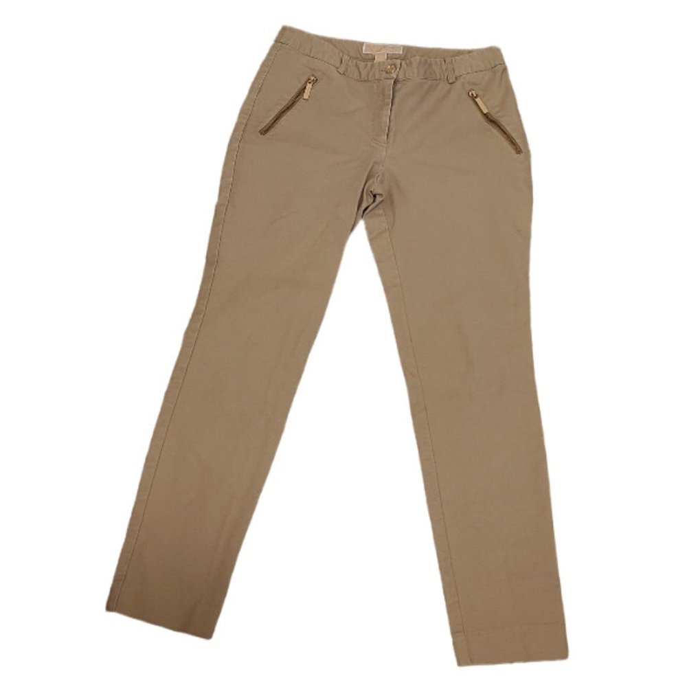 Michael Kors MK Women's Beige Strech Pants with Zipper Pockets